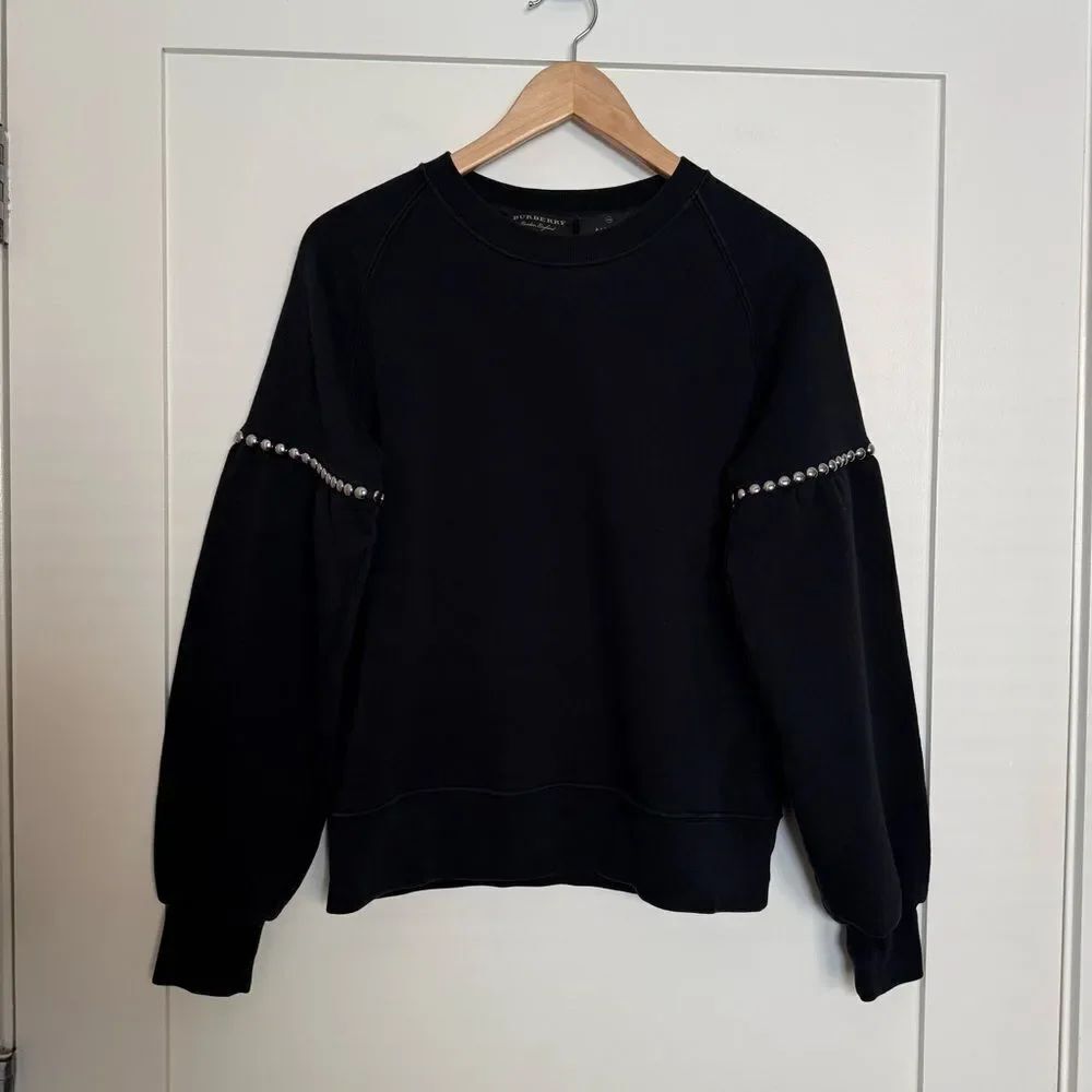 Burberry Barneys New York Sweatshirt Womens Sz S Black Studded Made In Italy